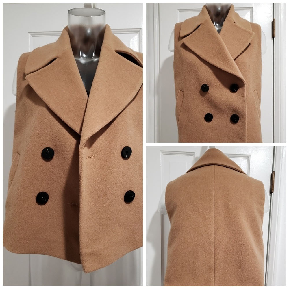 Intermix Camel Sleeveless Peacoat Vest SM